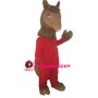 Brown Fawn In Red Set Mascot Costume