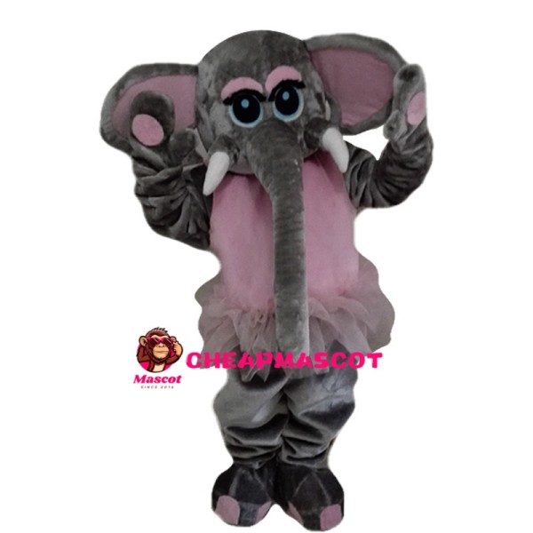 Elephant With Pink Gauze Skirt Mascot Costume