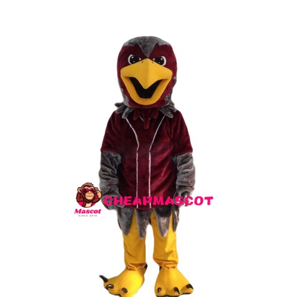 Red Wine & Grey Eagle Mascot Costume