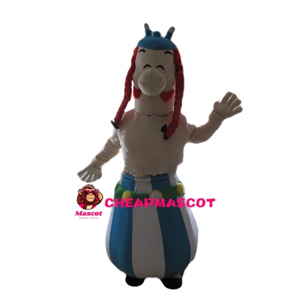 Long Head Man With Lantern Skirt Mascot Costume