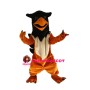 Brown Bird With Two Small Horns Mascot Costume
