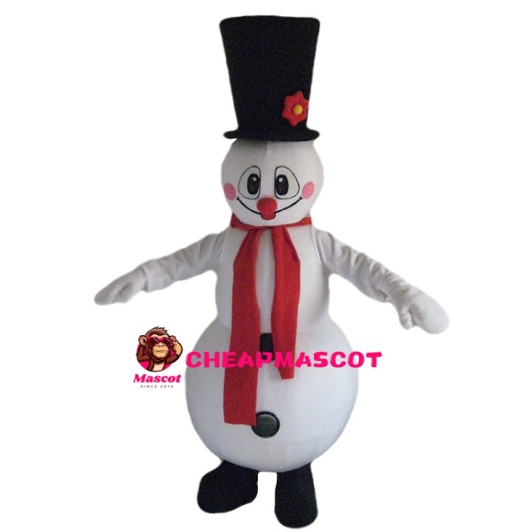 Snowman With Flower Hat Mascot Costume