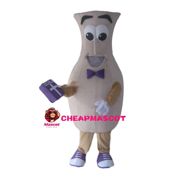 Khaki Vase Carrying Bible Mascot Costume
