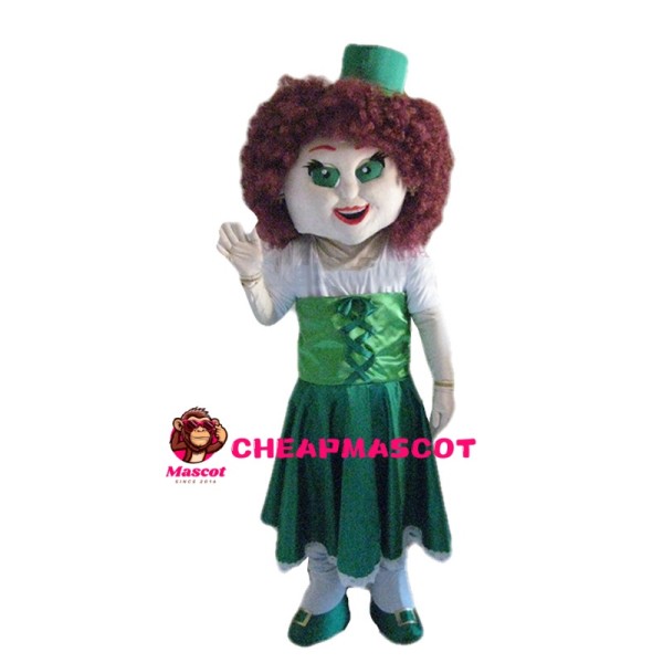 Female Singer With Purple Curly Hair Mascot Costume