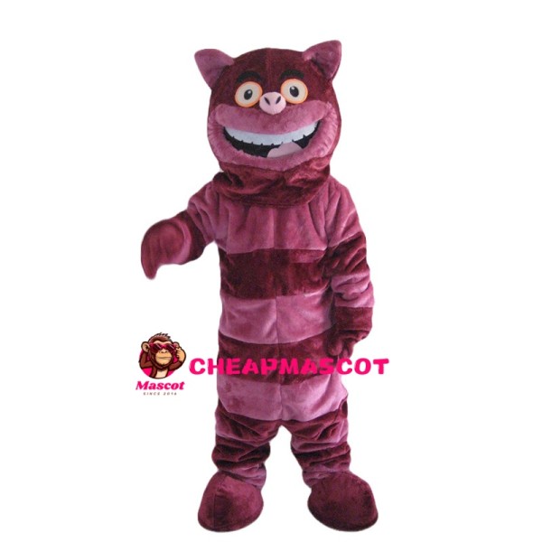 Purple Striped Cat Mascot Costume