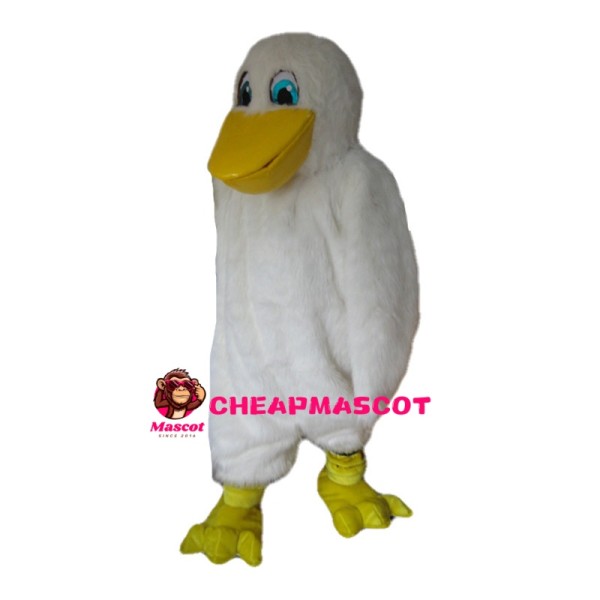White Plush Pelican Mascot Costume