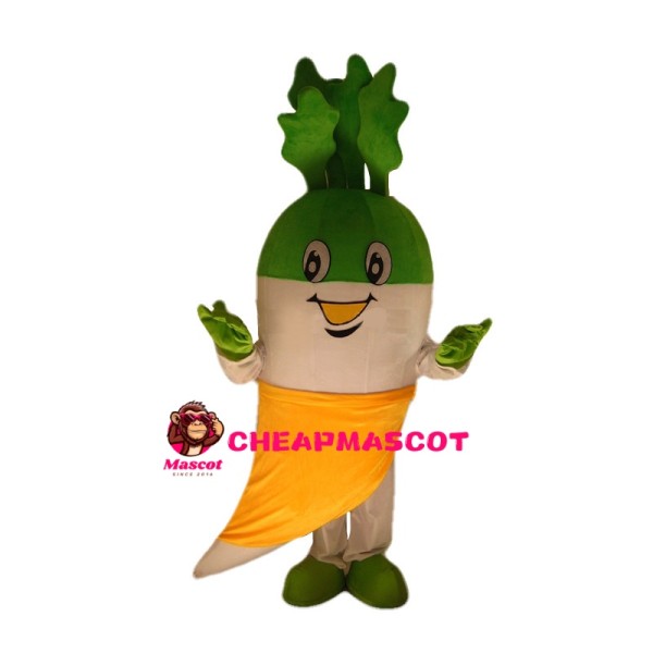 Cartoon Green & White Radish Mascot Costume