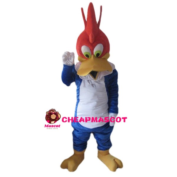 Blue Chicken With Pointy Cockscomb Mascot Costume
