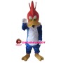 Blue Chicken With Pointy Cockscomb Mascot Costume