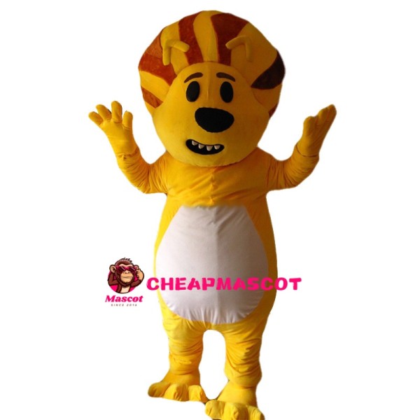 Confused Yellow Lion Mascot Costume