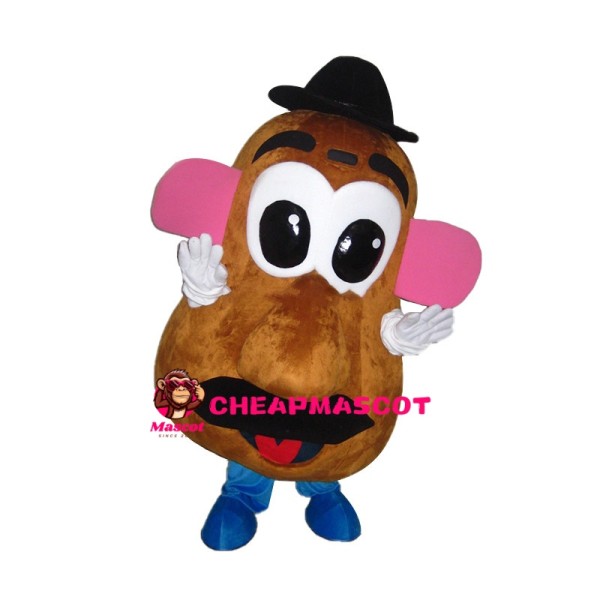 Cartoon Pink Ears Coffee Bean Mascot Costume