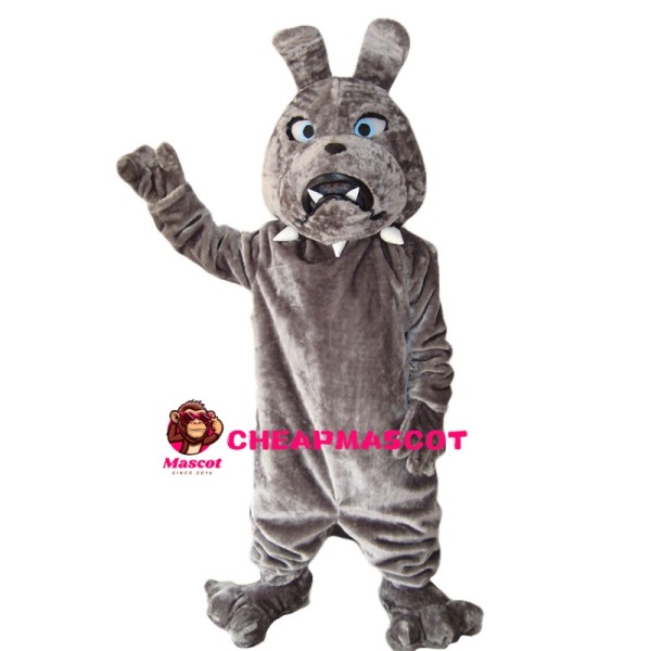 Gray Dog With Collar Mascot Costume