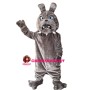 Gray Dog With Collar Mascot Costume