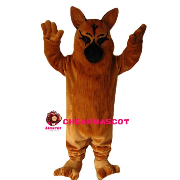 Brown Wolf With Furry Belly Mascot Costume