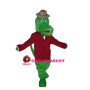 Polite Crocodile With Red Suit Mascot Costume