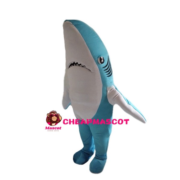 Sky Blue Shark Mascot Costume