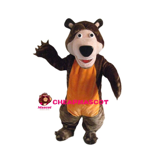 Pleased Bear With Orange Belly Mascot Costume