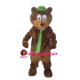 Cute Bear With Green Tie Mascot Costume
