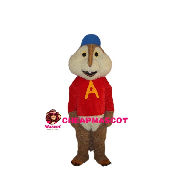 Chipmunk With Red Printed Shirt Mascot Costume