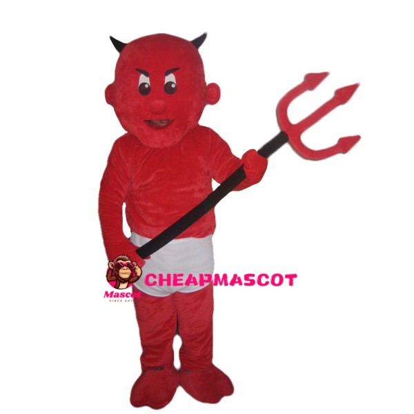 Red Devil Wearing White Underwear Mascot Costume