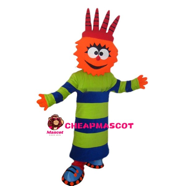 Antic Doll With Blue And Green Clothes Mascot Costume
