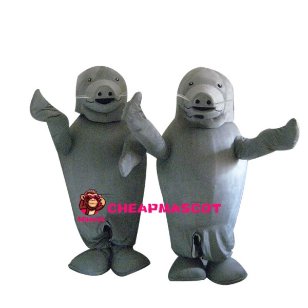 Performing Grey Seal Mascot Costume