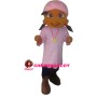 Black Girl With Pink Scarf Mascot Costume