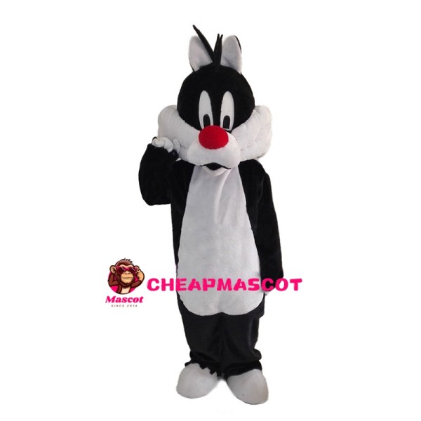 Silly Big Cat With Red Nose Mascot Costume