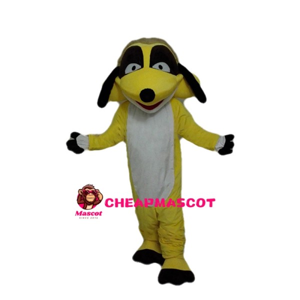 Yellow Dog With Triangle Mouth Mascot Costume