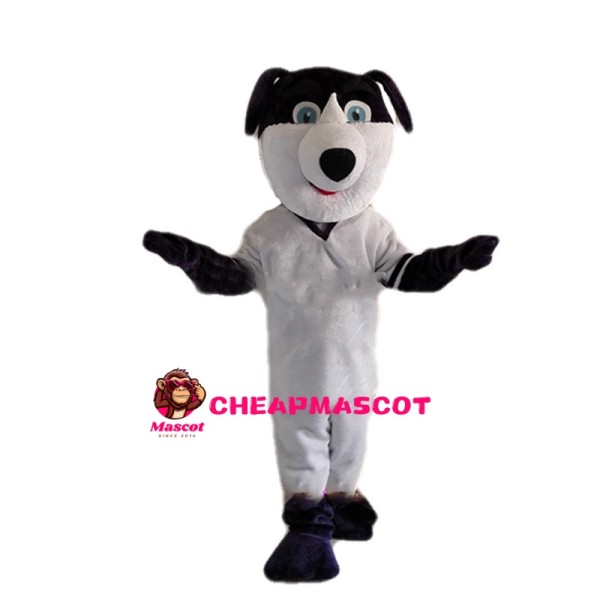 Active Black & White Dog Mascot Costume