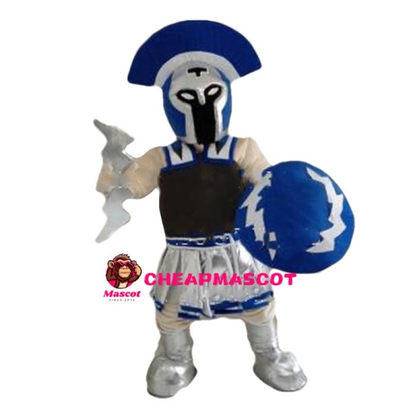 Blue Guard Wearing Protective Gear Mascot Costume