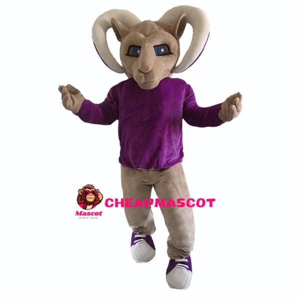 Adult Ram With Purple Shirt Mascot Costume