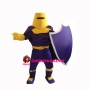 Sturdy Protective Soldier Holding Shield Mascot Costume
