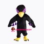 Black Eagle Mascot Costume With Purple Hair Around Eyes