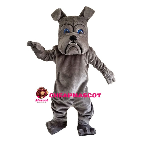 Gray Bulldog With Blue Eyes Mascot Costume
