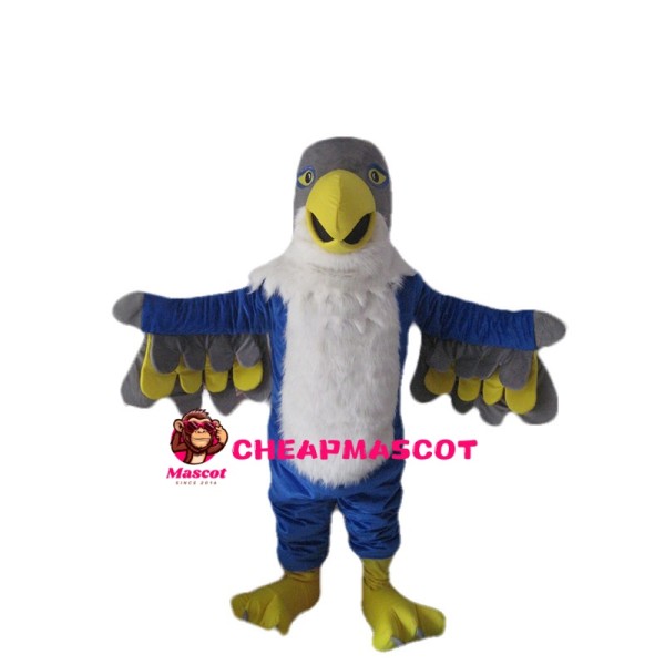 White & Blue Eagle With Grey Head Mascot Costume