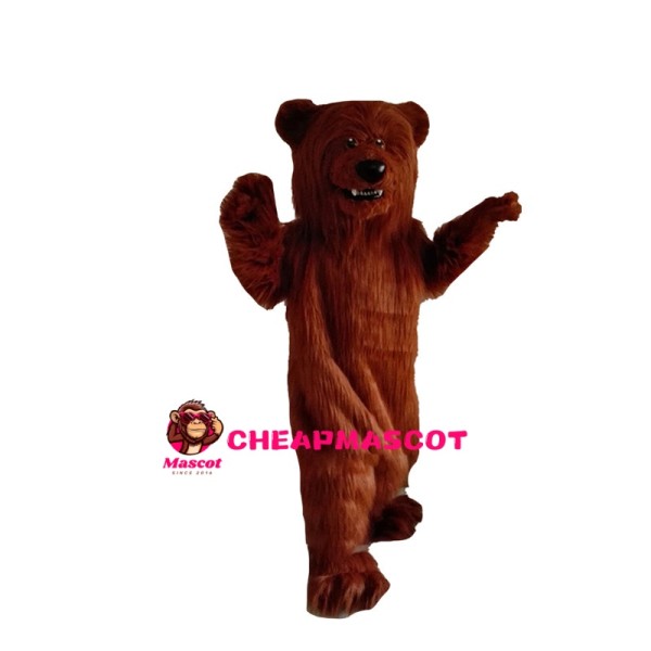 Long Fur Red Brown Bear Mascot Costume