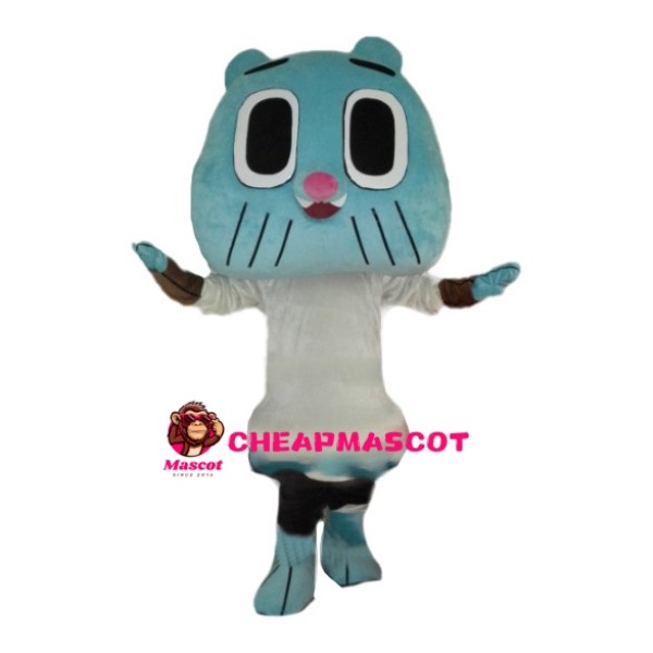Sky Blue Cartoon Cat Mascot Costume