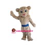 Khaki Leopard With Blue Belt Mascot Costume