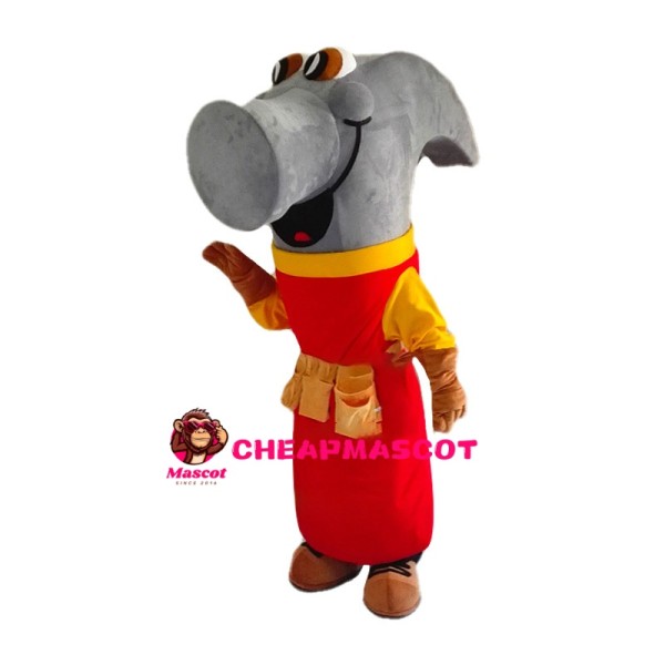 Hammer With Barber Apron Mascot Costume