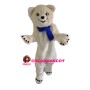 White Bear Wearing Blue Scarf Mascot Costume