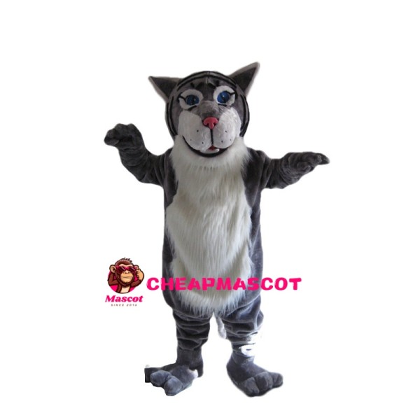 Grey Tiger With Blue Eyes Mascot Costume