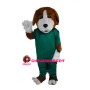 Honest Dog In Green Set Mascot Costume