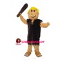 Yellow Hair Man Carrying Wooden Club Mascot Costume