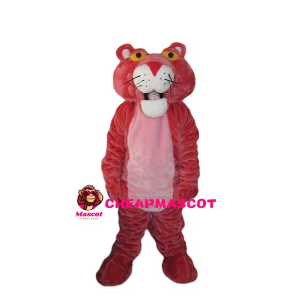 Pink Tiger With Round Head Mascot Costume