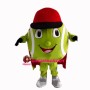Cartoon Tennis Ball With Red Cap Mascot Costume