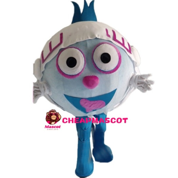 Round Body Light Blue Doll Mascot Costume