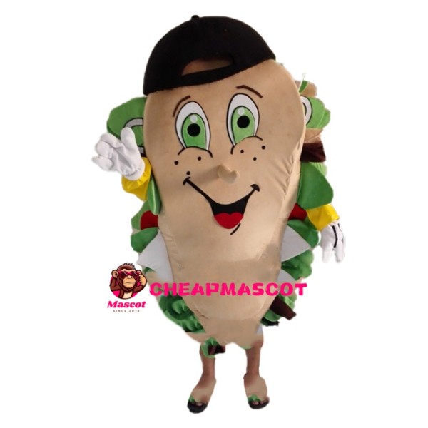 Vegetable Sandwich With Black Cap Mascot Costume