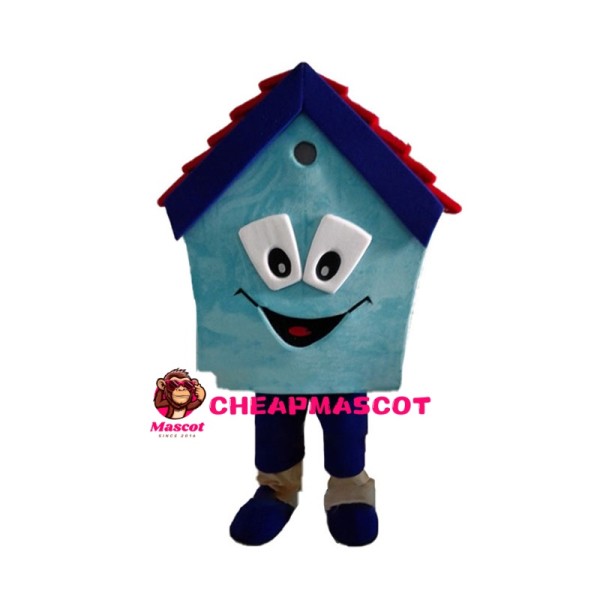 Cartoon Blue House Mascot Costume