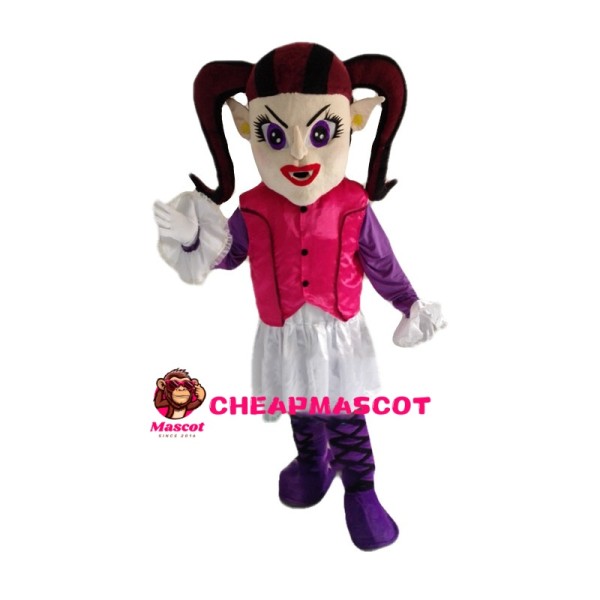 Long Nose Girl With Double Ponytails Mascot Costume